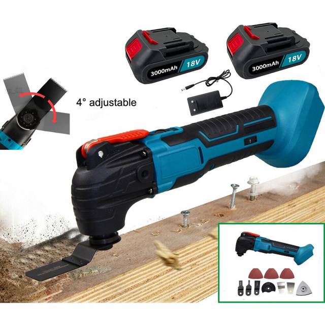 Compatible with Makita Battery Cordless brushless Oscillating Multi Tool 6 Speed+2x3.0A battery+charger