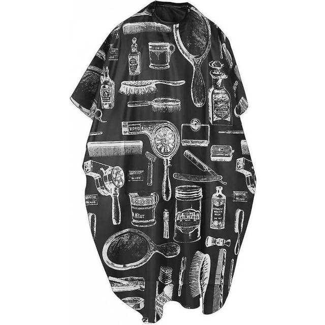 Adults' Black Smock Cape With Patterns For Barbers Hair Salon, Perfect For Cutting