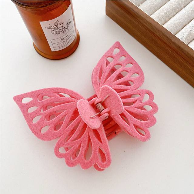 (Pink11.7cm) Trendy Plush Shark Claw Clip With Jumbo Bow For Effortless Fall Fashion Essentials