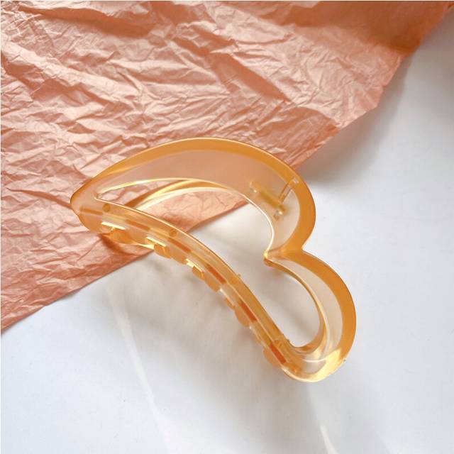 (Orange10cm) Korean Hanrafted Chic Acrylic Heart Shape Hair Clutch For Elegant Hairstyles