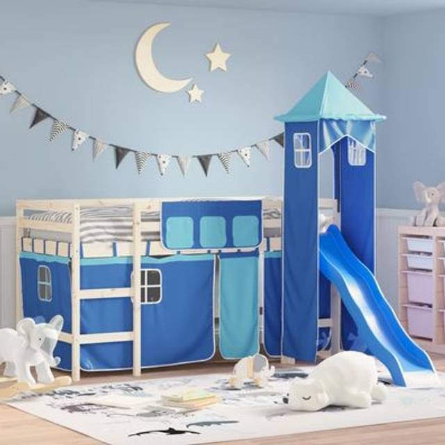 vidaXL Curtains for Loft Bed with Tower Blue Polyester
