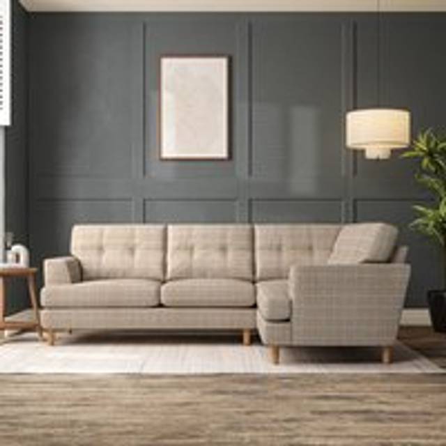 Cooper 5 Seater Corner Sofa - Check Natural