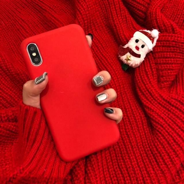 (red, For iPhone 6 Plus/6s Plus) Silica Gel Plastic Color Cover Candy Phone For iPhone XS MAX XR X 7 8 Plus Case