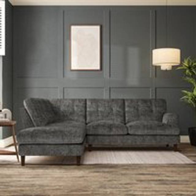 Cooper 4 Seater Corner Chaise Sofa - Chunky Chenille Charcoal