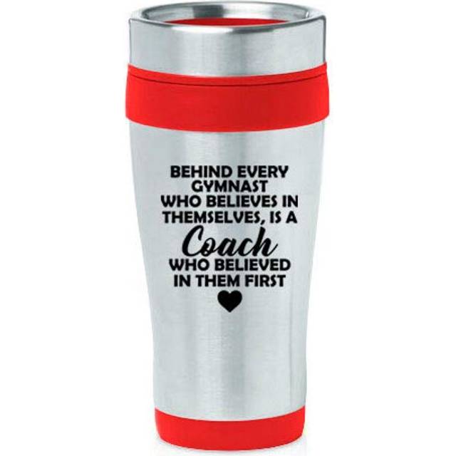 16 oz Insulated Stainless Steel Travel Mug Gymnastics Coach Gift Red