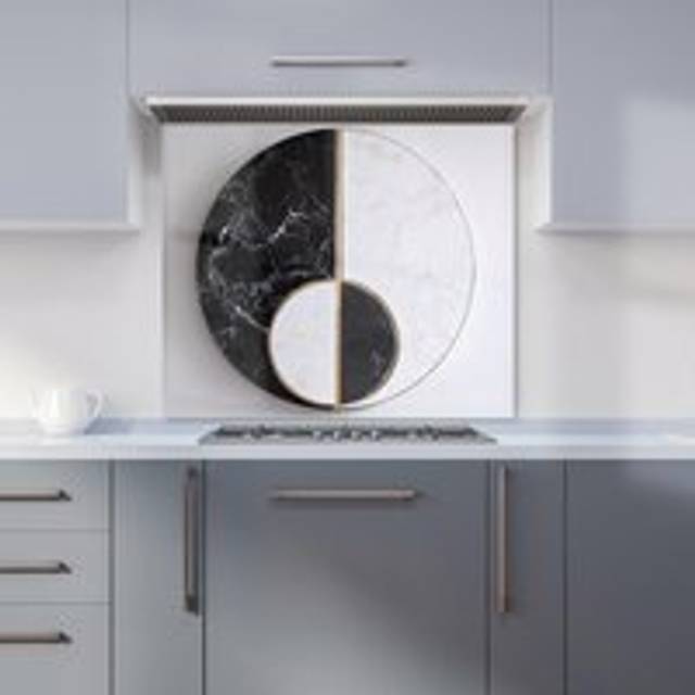 Warren Reed - Designer Sleek Yin Yang Marble Design Kitchen Splashback W700Mm X H650Mm, Multi