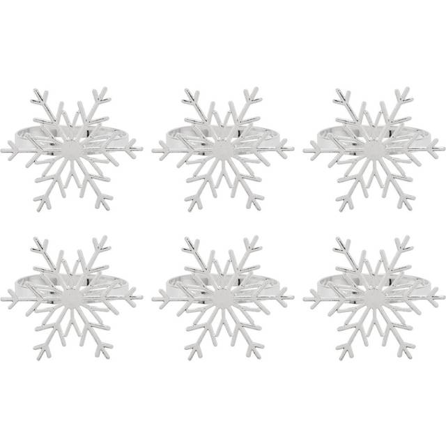 6 Pieces Snowflake Napkin Rings Christmas Snowflake Napkin Holder Rings for Christmas Holiday Table Decoration (Silver)