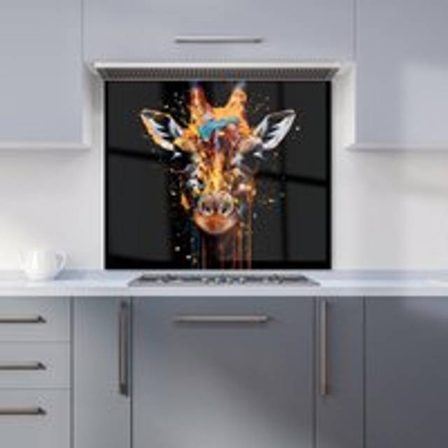 Warren Reed - Designer Giraffe With Glasses Splashart Kitchen Splashback W700Mm X H750Mm, Multi