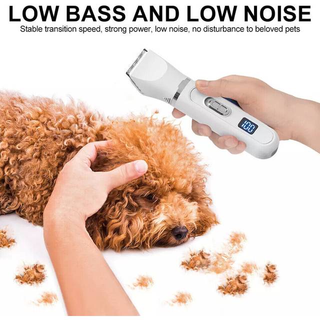 Professional Pet Cat Dog Clippers Grooming Kit Pet Hair Trimmer Electric Shaver-White