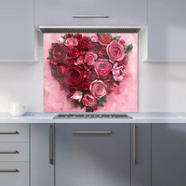 Warren Reed - Designer Heart Of Roses Kitchen Splashback W900Mm X H650Mm, Multi