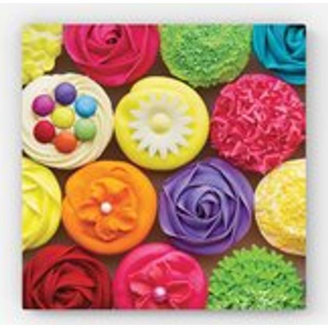 Bright Colourful Cupcakes Canvas - Yellow - w40_inch_x_h40_inch
