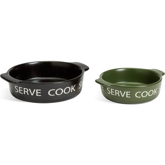 Habitat Set of 2 Tapas Dishes - Black and Khaki