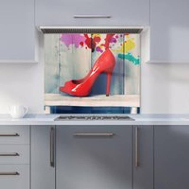 Warren Reed - Designer Retro Red Shoes Kitchen Splashback W700Mm X H650Mm, Multi