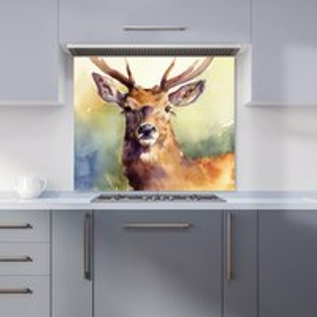 Warren Reed - Designer Splendid Stag Watercolour Kitchen Splashback W700Mm X H650Mm, Multi
