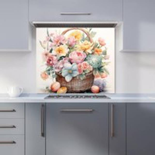 Easter Watercolour Basket Kitchen Splashback - W600mm x H650mm