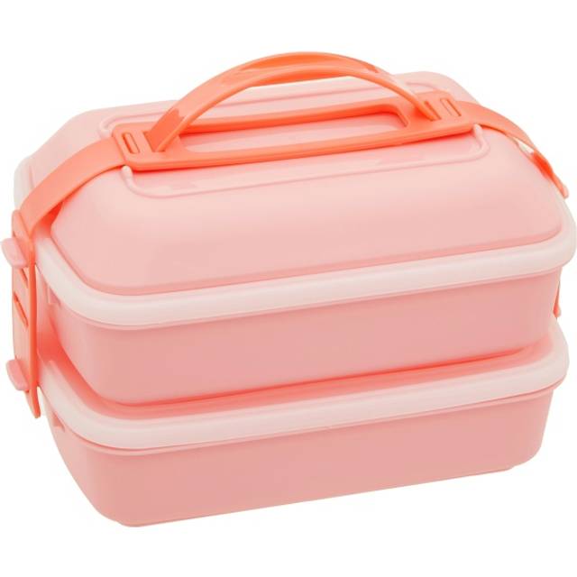 Minimalist Warm Grey And White Lunch Box With Cutlery, Organized Lunch Box, Versatile Reusable Box - Pink - One Size