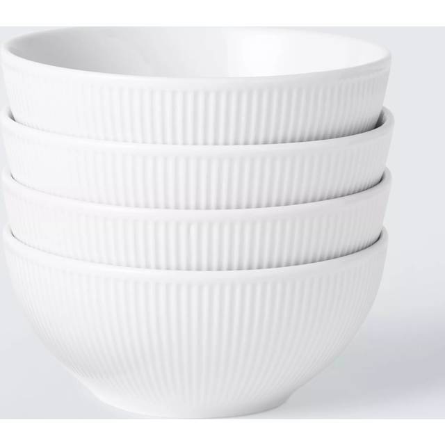 John Lewis Radial Porcelain Cereal Bowl, Set of 4, 13.5cm, White