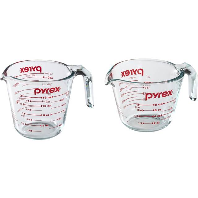 Pyrex Prepware Measuring Cup  Clear with Red Measurements  Duo Set  1-