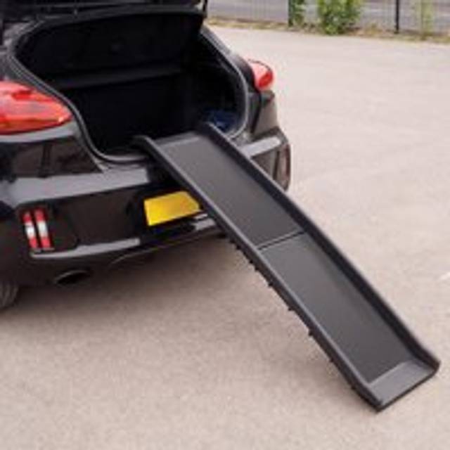 Folding pet dog cat ramp with non-slip surface for access to cars, beds, sofas