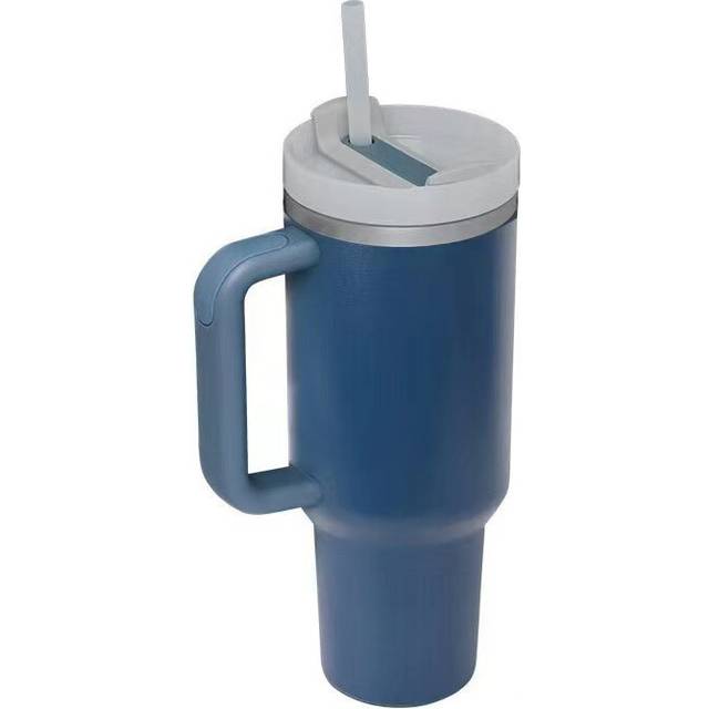 (Denim Blue) 40oz Insulated Tumbler with Handle Straw Stainless Steel Water Bottle Vacuum Water Cold Warm Thermos Cup Coffee Mug Drinkware