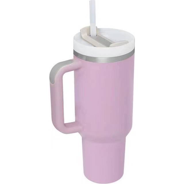 (Mauve) 40oz Insulated Tumbler with Handle Straw Stainless Steel Water Bottle Vacuum Water Cold Warm Thermos Cup Coffee Mug Drinkware