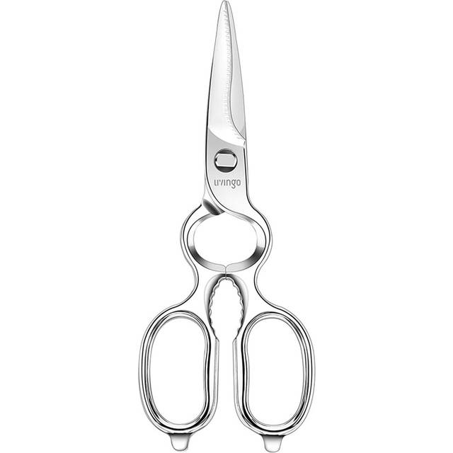 LIVINGO Kitchen Forged Shears Heavy Duty, Come Apart Ultra Sharp Multi-Purpose Stainless Steel Utility Scissors for Poultry, Food, Meat, Cooking, Bott