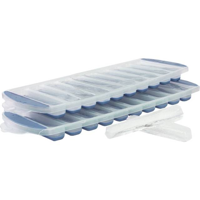 Home Basics UltraSlim Plastic Pop  Pack of 2  Blue Ice Cube Tray  One Size