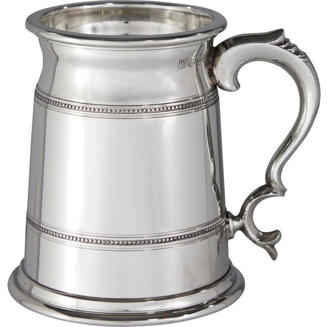 Extra Heavy Tankard 1 Pint Old London Beaded Knurled Rings Pure Heavy Gauge Beer Tankard Perfect for Engraved Personalised Gifts for Men and Women
