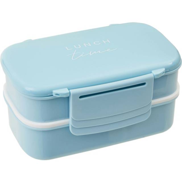 Minimalist Light Pink Lunch Box With Cutlery, Organized Lunch Box, Versatile Box With Reusable Spoon & Fork - Light Blue - One Size
