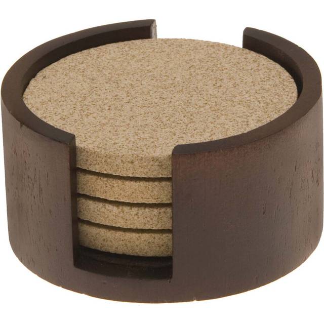 Thirstystone Dark Walnut Wood Coaster Holder 475    Diameter Holds 4    Round Coasters
