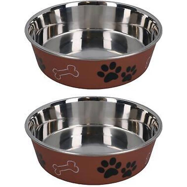 2 medium stainless-steel copper bella bowl dog puppy feeding food water bowl
