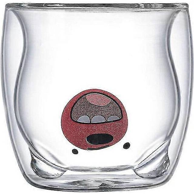 (Multicolor, Xiong Daikuan) Coffee Double Wall Glass Mug Cup Christmas Anti-Scalding Cute Creative Cartoon Tea Bear Cat Dog Animal Gift Double-layer