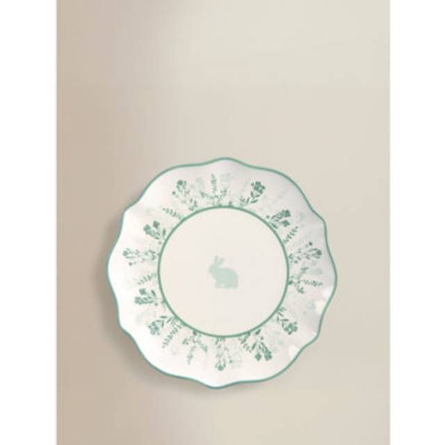 George Home Green & White Floral Bunny Dinner Plate