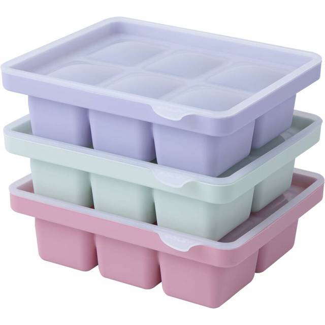 3-Piece Ice Cube Molds, Silicone Ice Cube Tray with Lid, Stackable and Dishwasher Safe Ice Cube Molds