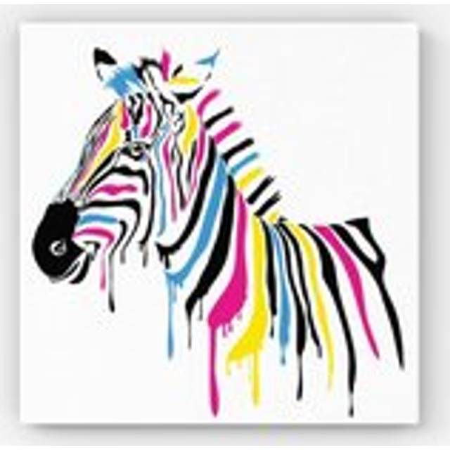 Multi Coloured Zebra Canvas - Pink - w40_inch_x_h40_inch