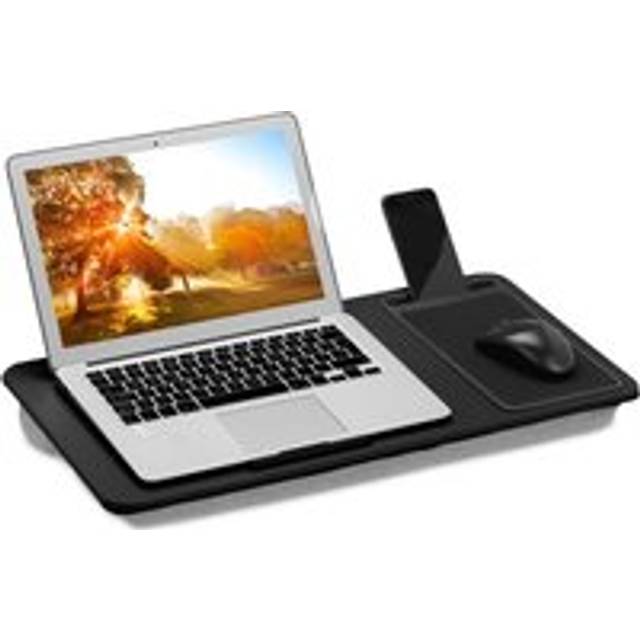 Laptop Bed Tray with Cushion, Mouse Pad for Up to 17' Notebooks, Tablet Desk for Sofa with Mobile Phone Holder - Relaxdays