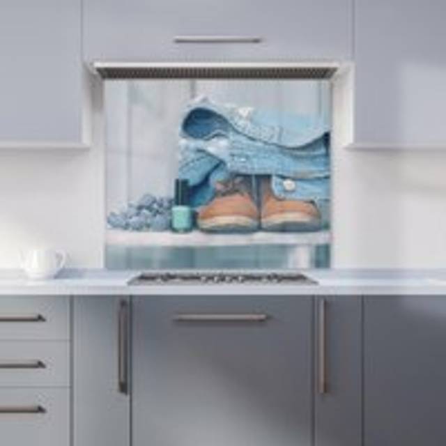 Warren Reed - Designer Shoes On The Bench Kitchen Splashback W600Mm X H750Mm, Multi