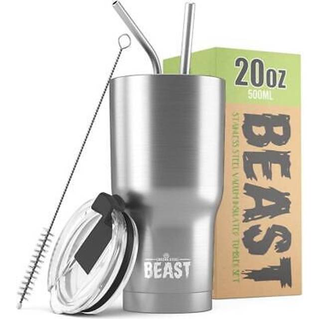 20oz Stainless Steel Double Insulated Coffee Tumbler Travel Mug - Stainless Steel - Silver