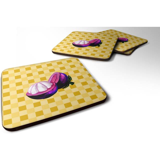 """""Caroline's Treasures Mangosteen Sliced on Basketweave Decorative coasters  3.5  Multicolor"""""