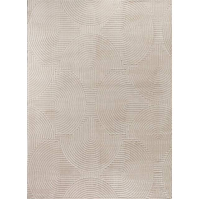 REYKO In- & Outdoor 3D High & Low Pile Textured Area Rug - Beige - 80cm x 230cm