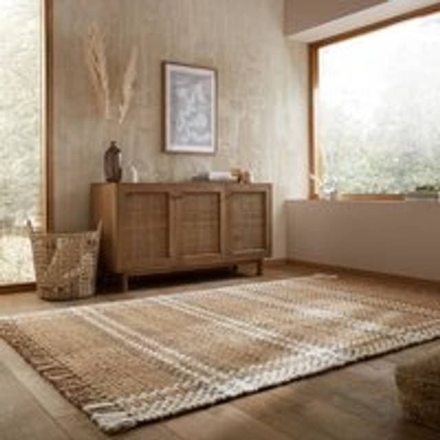 Jute Basketweave Checked Rug - Jute Basketweave Natural