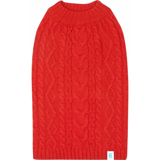 Blueberry Pet Classic Dog Sweater Wool Blend Cable Knit Pullover Crewneck Winter Clothes in Red Danger  Back Length 14  Medium Warm Coat for Pet