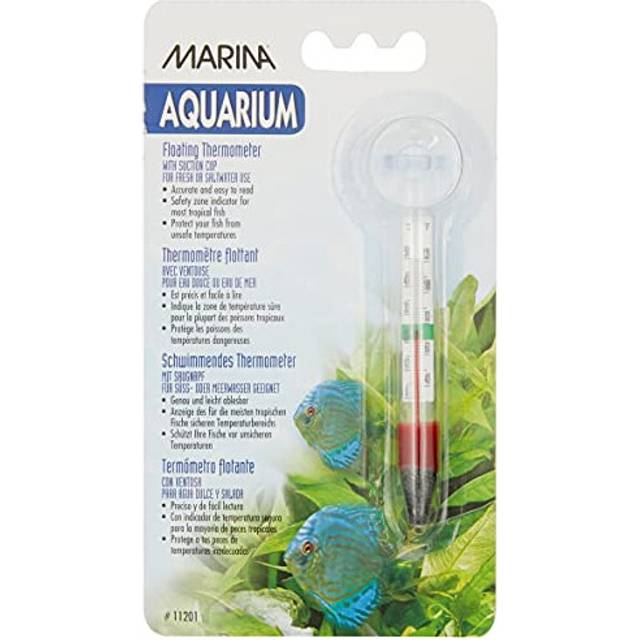 Marina Aquarium Floating Glass Thermometer with Sucker