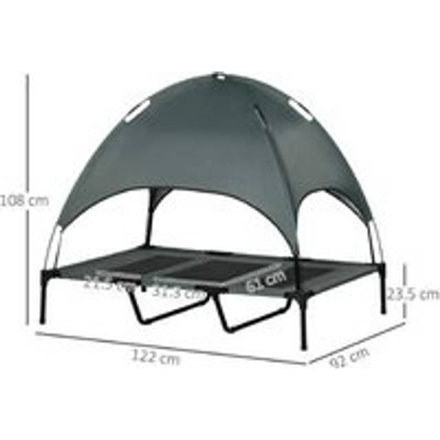 Pawhut Xxl Deluxe Raised Dog Bed With Canopy | Wowcher - Grey