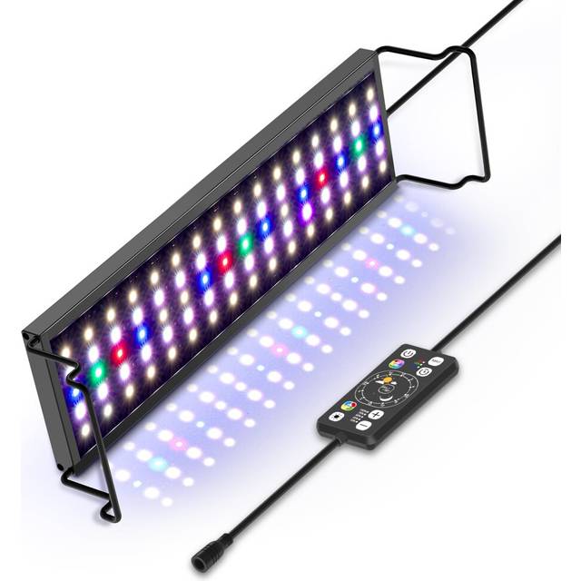 14W Aquarium LED Light, Fish Tank Full Spectrum Lighting with 24/7 Day-Night Cycle Mode & Auto On/Off Timer, 7 Colors Options, Extendable Bracket for