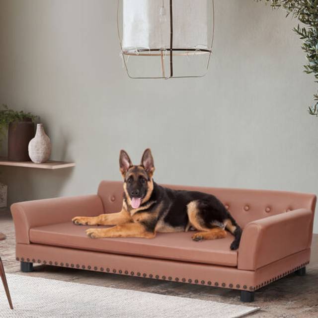 Large pet sofa chair bed leather indoor dog cat puppy cushion couch rest lounger