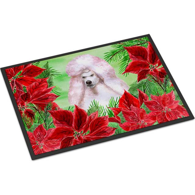 """""Caroline's Treasures White Standard Poodle Poinsettias Doormat 18"""""""" x 27"""""""" Multicolor"""""