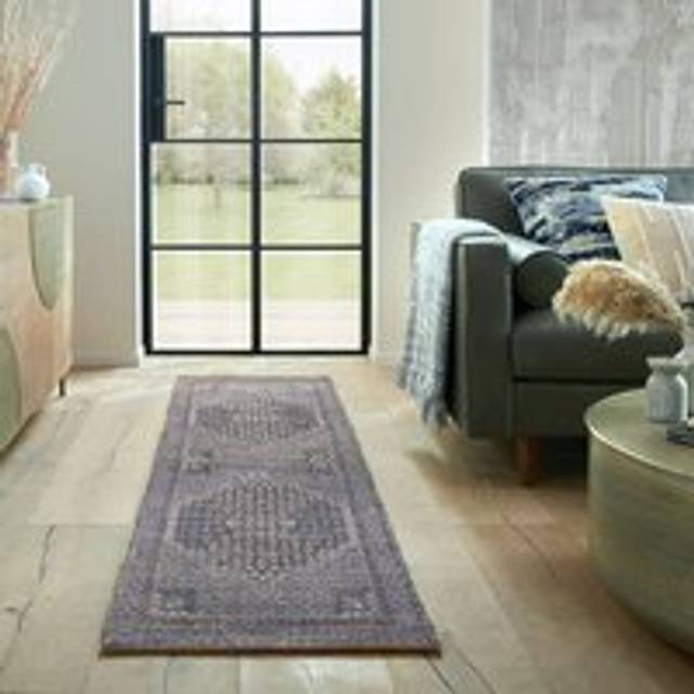 Rana Jute Traditional Printed Runner - Rana Blue