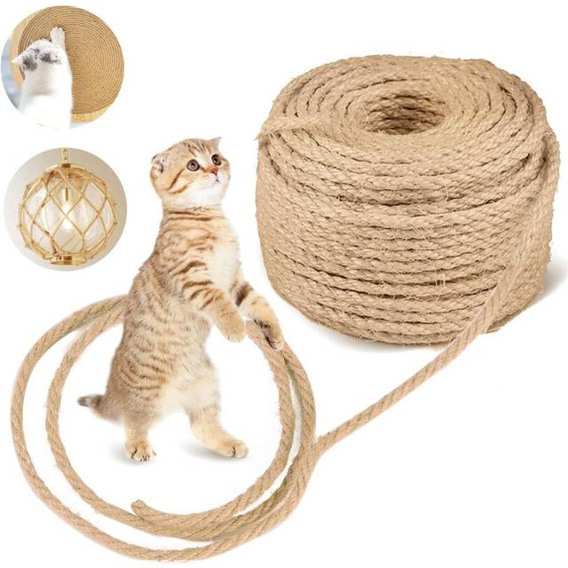 Natural Sisal Rope for Repair and Replacement of Cat Tree, Scratching Tree, Scratching Tree, Cat Scratching Pads 6mm*15m DIY Garden Decoration