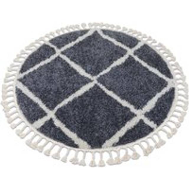 Carpet berber cross B5950 circle grey / white Fringe Berber Moroccan shaggy grey round 160 cm